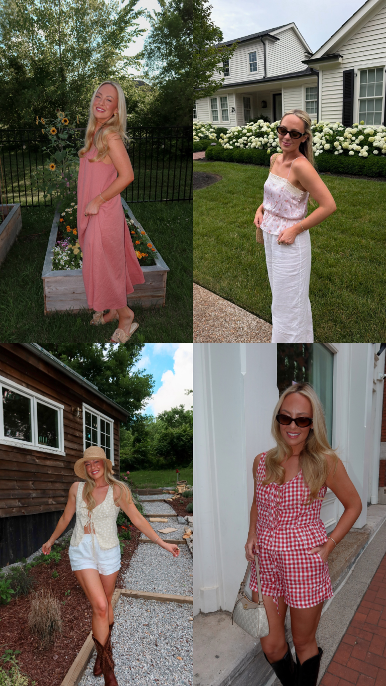 summer vacation outfit with woven accessories